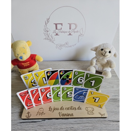 Support en bois personnalisé jeu de cartes